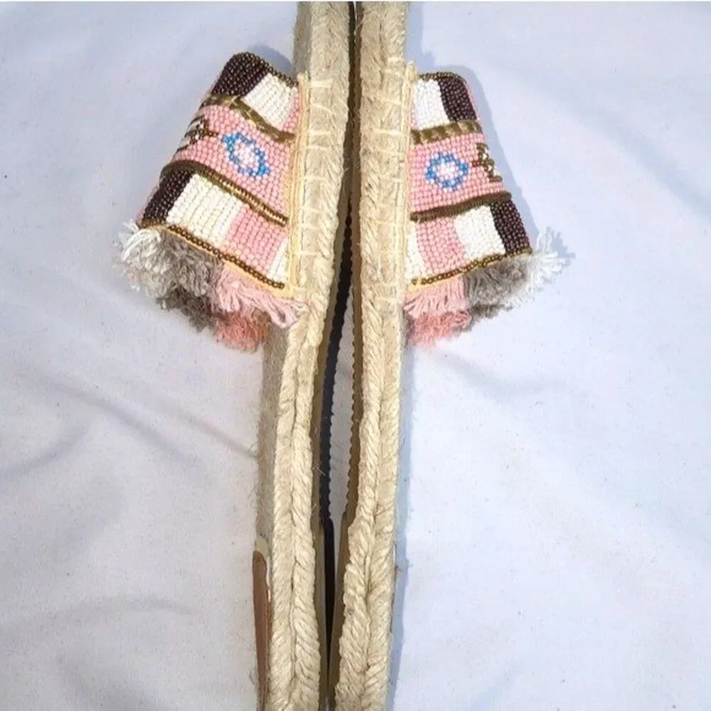 Z&L Pink‎ Beaded Espadrilles Slides Sandals Size EU 37/US 6